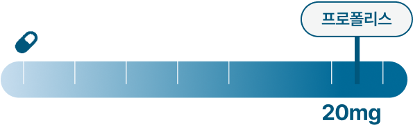 프로폴리스 일일 섭취량 20mg 그래프